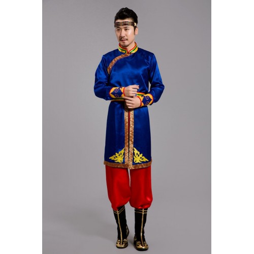 Men's Mongolian dance costumes Chinese folk dance costumes ancient traditional drma performance cosplay robes dresses